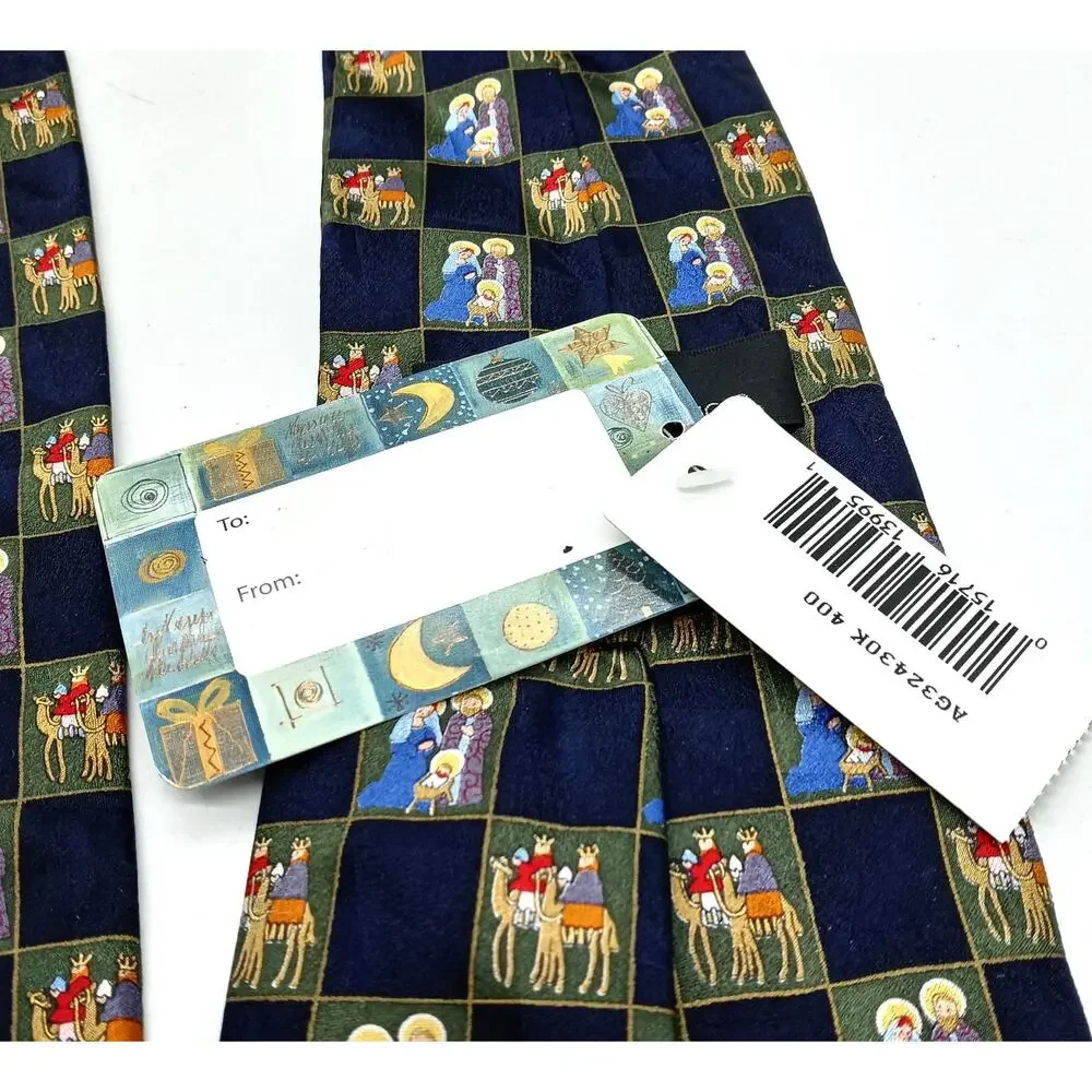 Vintage Christmas Neck Tie Purple American Greetings Nativity Wise Men NWT